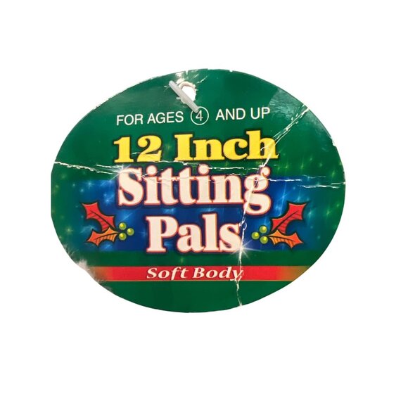 12 Inch Sitting Pals Plush White Polar Bear With Blue Plaid Bow NWT - Picture 6 of 6